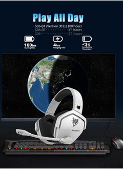 نوبو سماعة ألعاب G06، سماعات رأس لاسلكية للألعاب مع ميكروفون لأجهزة PS5 وPS4 والكمبيوتر الشخصي والتبديل، تصميم مريح، 2.4 جيجا هرتز لاسلكي + مشغلات بلوتوث 50 مم، أبيض  - Image 5