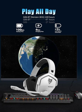 سماعه قيمنق G06، سماعات رأس لاسلكية للألعاب مع ميكروفون لأجهزة PS5 وPS4 والكمبيوتر الشخصي والتبديل، تصميم مريح، 2.4 جيجا هرتز لاسلكي + مشغلات بلوتوث 50 مم، أبيض - view 5