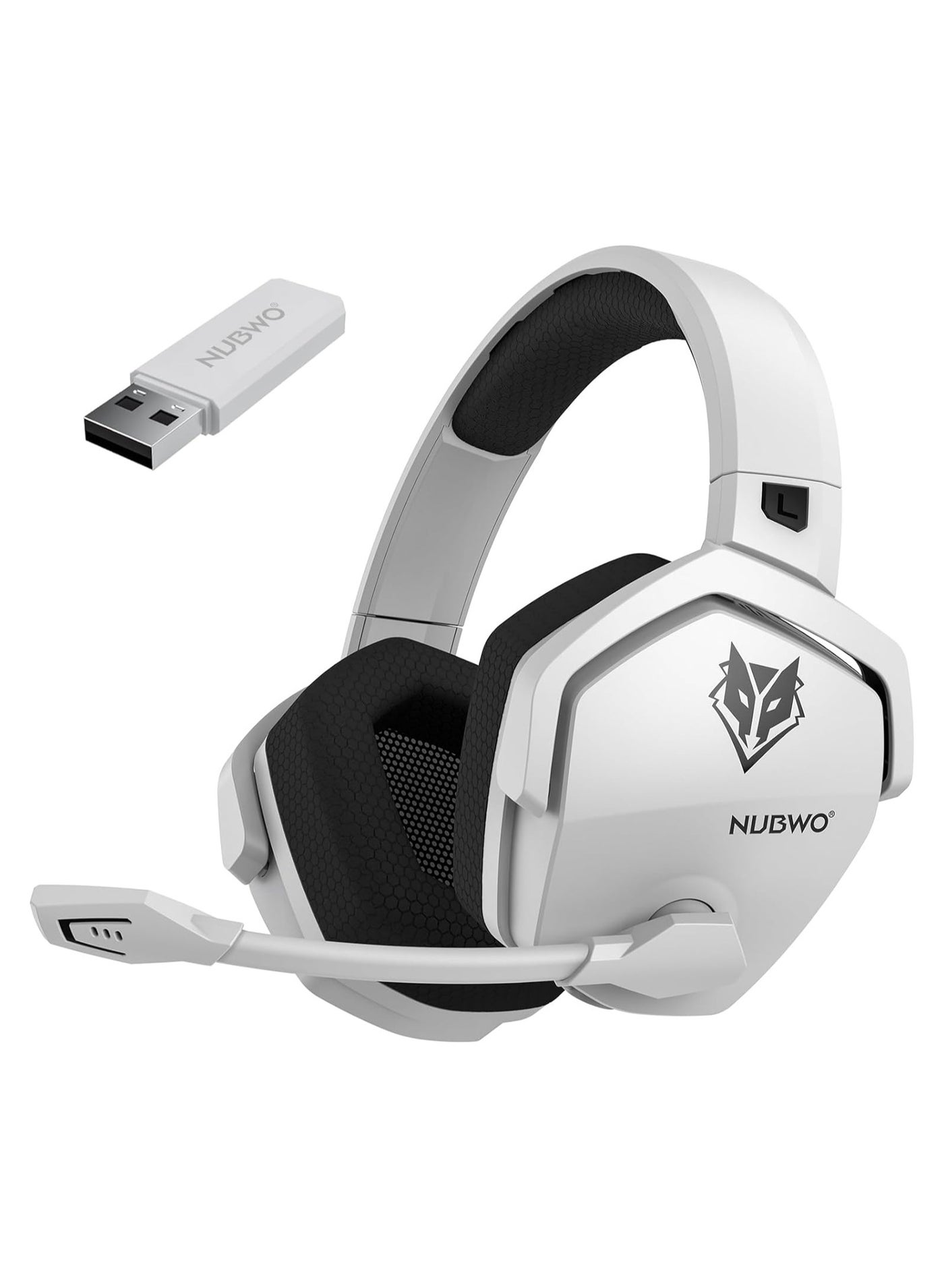 NUBWO G06 Gaming Headset,Wireless Gaming Headphones with Mic for PS5, PS4, PC, and Switch, Ergonomic Design,2.4GHz Wireless + Bluetooth-50mm Drivers,White