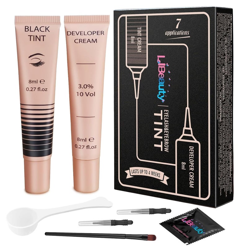 Libeauty Lash Color Kit Instant Eyebrow Colour Kit Voluminous Natural Black Coloring Lasts for 4 Weeks Lash  Brow Treatment without silicone eye patch