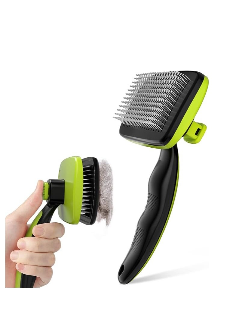CAT - Cat Brush Bog Brush, Cat Hair Brush for Grooming, Self Cleaning Slicker Dog Brush, Rounded Pins Cat Brush for Short Haired Cats, Small Dog Grooming Brush Safe and Smooth - Image 1