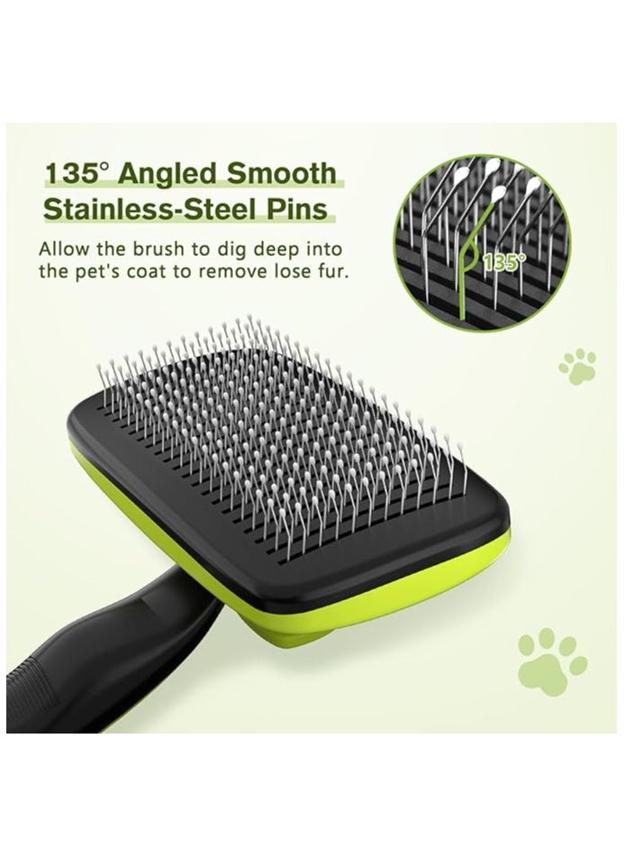 CAT - Cat Brush Bog Brush, Cat Hair Brush for Grooming, Self Cleaning Slicker Dog Brush, Rounded Pins Cat Brush for Short Haired Cats, Small Dog Grooming Brush Safe and Smooth - Image 1