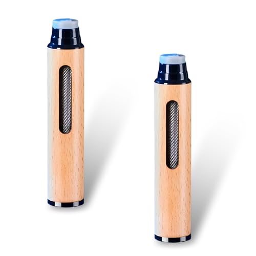 MOXRUQ 2 PCS Handmade Woode Portable Ashtrays, Anti-Ash Drop Car Ashtray with 5.2mm 6.8mm 7.8mm Cigarette Holders, Self-Storing Smoke Catcher, Universal for Car Home Office Tabletop Outside (Black) - Image 1