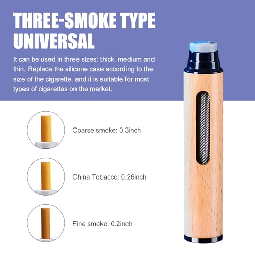 MOXRUQ 2 PCS Handmade Woode Portable Ashtrays, Anti-Ash Drop Car Ashtray with 5.2mm 6.8mm 7.8mm Cigarette Holders, Self-Storing Smoke Catcher, Universal for Car Home Office Tabletop Outside (Black) - Image 4