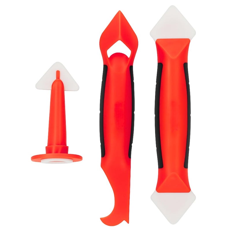 JPT طقم أدوات السليكون للتسربات 3 قطع | مكشطة إنهاء السد | مادة تعبئة الفجوات | أداة إنهاء المكشطة للأحواض، الحمامات، النوافذ، البلاط، وجميع مشاريع السد - Image 1