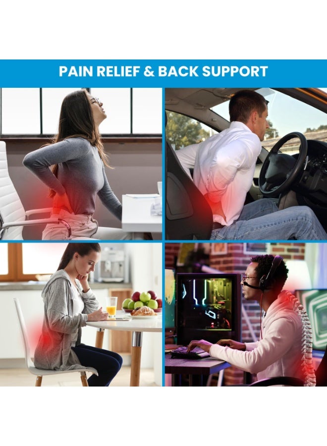 Memory Foam Lumbar Support Back Cushion for Office Chair Car Seat Ergonomic Lower Back Pillow with Adjustable Straps Breathable Mesh Cover for Home Office Travel - Image 3