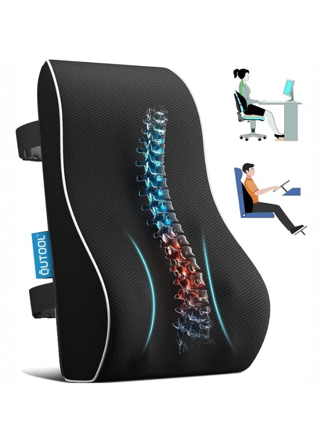 Memory Foam Lumbar Support Back Cushion for Office Chair Car Seat Ergonomic Lower Back Pillow with Adjustable Straps Breathable Mesh Cover for Home Office Travel - Image 1