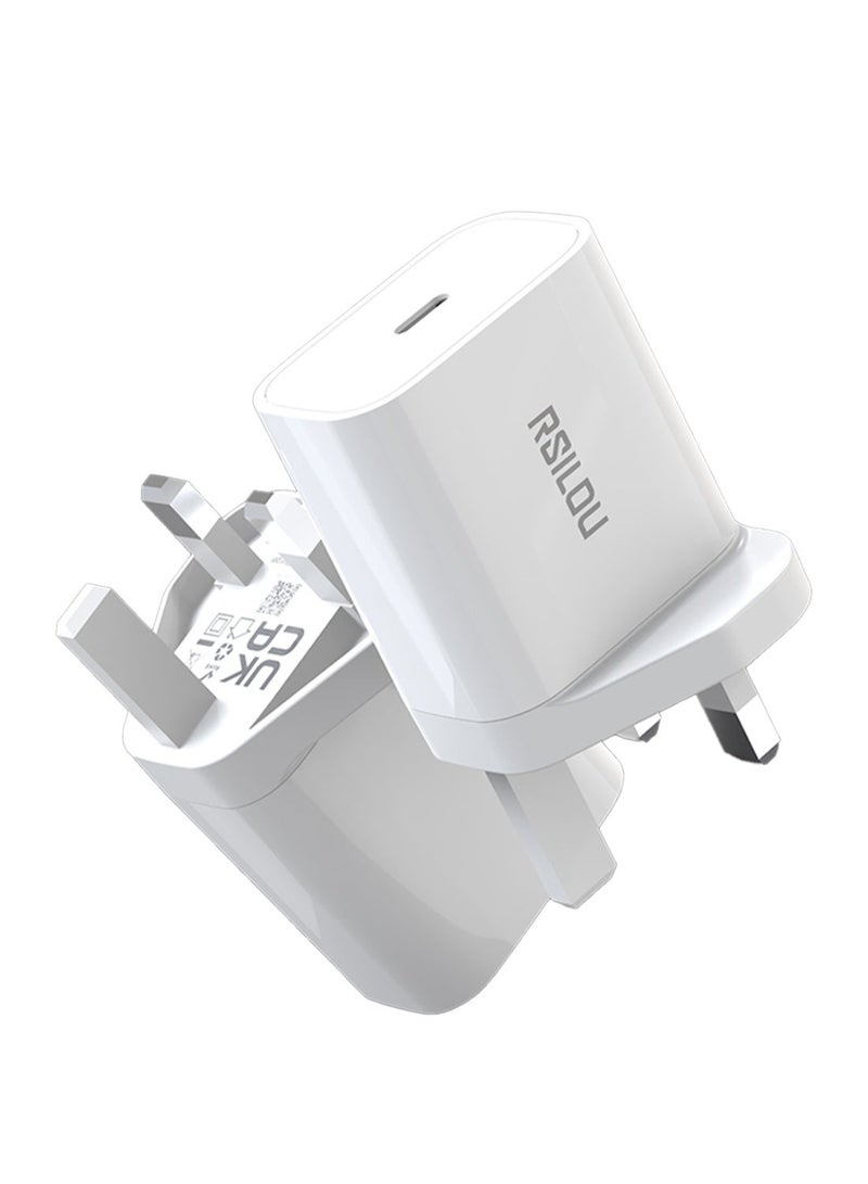 ارسيلو شاحن حائط سريع بقوة 30 واط بمنفذ Type-C من RSILOU R4251 مع كابل Type-C بطول 100 سم | شاحن ذكي لجميع الهواتف المحمولة | تصميم مدمج وآمن - Image 2