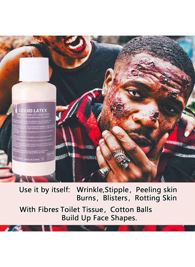 Mysense Liquid Latex Scar Wax SFX Makeup Kit for Fake Scars Wounds Burns With 6 Color Bruise Wheel Face Body Paint Stage Blood Coagulated Blood Gel and Spatula Sponges Q-tips - Image 3