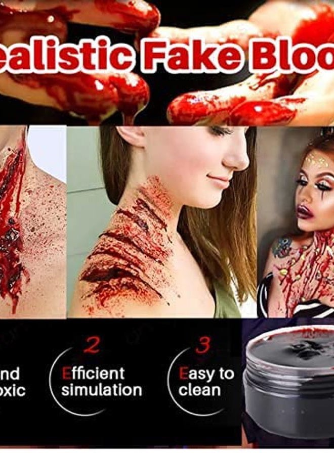 Mysense Liquid Latex Scar Wax SFX Makeup Kit for Fake Scars Wounds Burns With 6 Color Bruise Wheel Face Body Paint Stage Blood Coagulated Blood Gel and Spatula Sponges Q-tips - Image 5