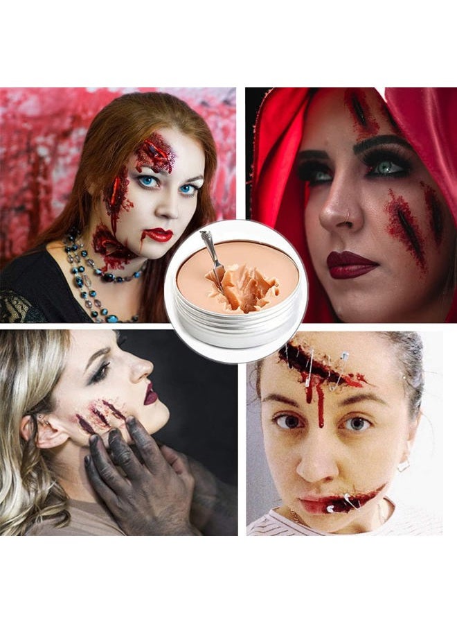 Mysense Liquid Latex Scar Wax SFX Makeup Kit for Fake Scars Wounds Burns With 6 Color Bruise Wheel Face Body Paint Stage Blood Coagulated Blood Gel and Spatula Sponges Q-tips - Image 2