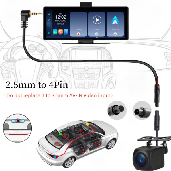 Epronic 4 Pin Backup Camera for Carplay Screen Monitor Support Mirror Image AHD 1080P Reverse Camera 2.5mm Jack to 4 Pin Front/Rear View Camera, 20ft Male Plug - Image 5