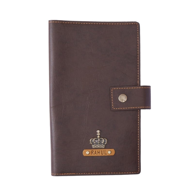 Junket Passport Holder for Family 4 – Personalized Travel Wallet Organizer, Custom Vegan Leather Passport Cover for Family Trips, Sleek ID & Document Organizer for Travel, (Dark Brown) - Image 1