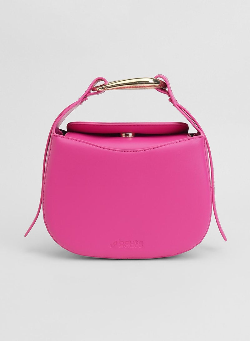 Haute Sauce Solid Magnet Lock Regular Vegan Leather Hand Bag For Women  - Image 2