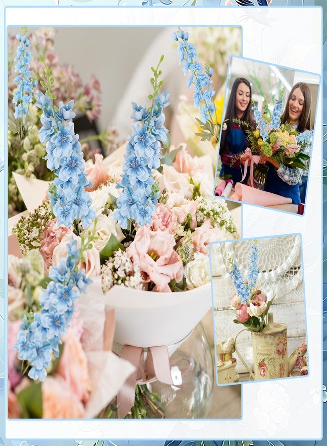 Ovveroche 10 Pcs Light Blue Delphinium Artificial Flowers, 34.5 Inch Long Stem Larkspur Fake Flowers Faux Silk Bouquets for Tall Vase - Wedding Centerpieces Home Decor Floral Arrangements - Image 5