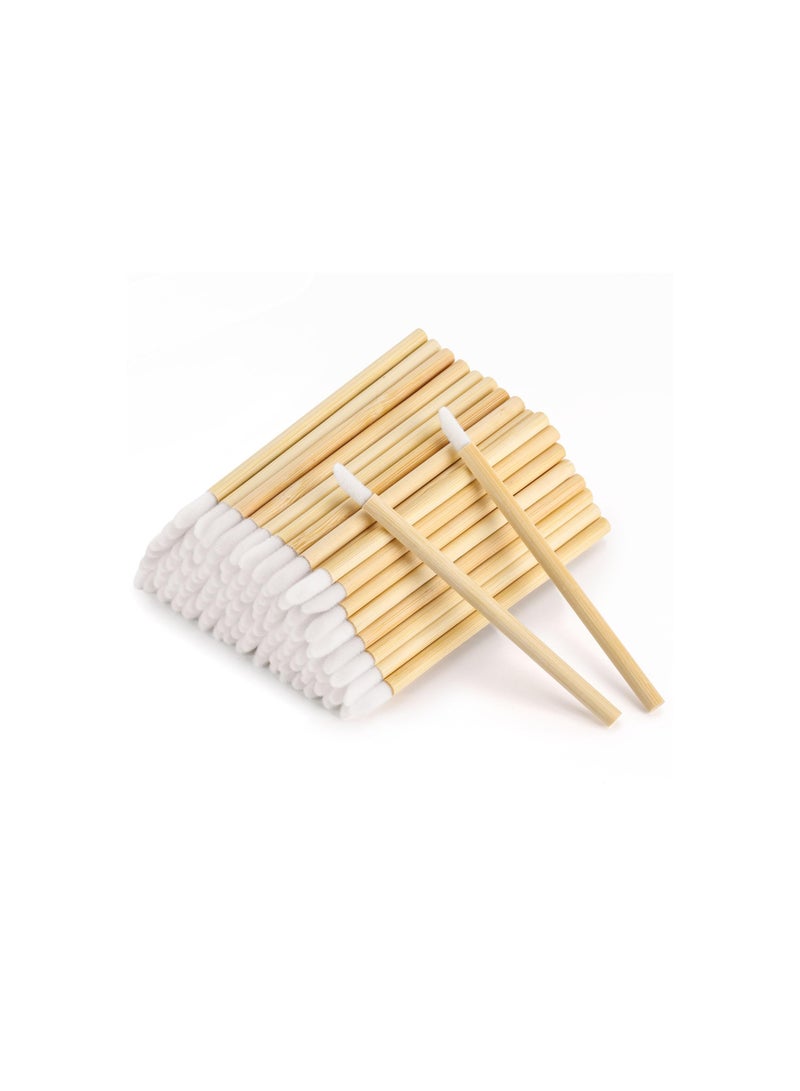 Disposable Bamboo Handle Lip Brushes, Lipstick Lip Gloss Wands Applicator Makeup Tool, for Applying Lip Gloss, Lipstick, Concealer, Etc. Not Easy to Break, Easy to Carry(100Pcs ) - Image 1