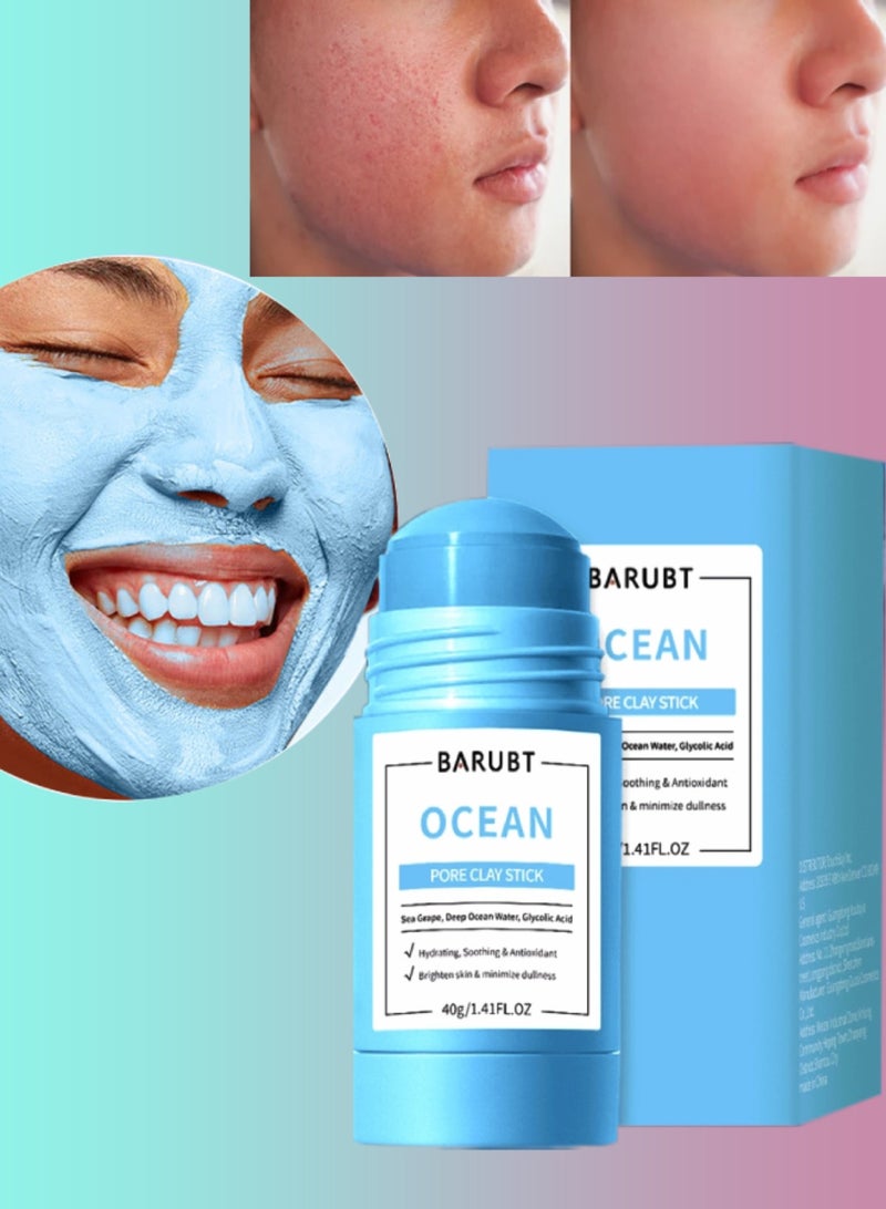 BARUBT عصا طين المسام البحرية المرطبة والمهدئة ومضادة الأكسدة للوجه - قناع يضيء البشرة ويقلل من البهتان مع ماء البحر وعصارة الجليكوليك - قناع مرطب 40 جرام - Image 1