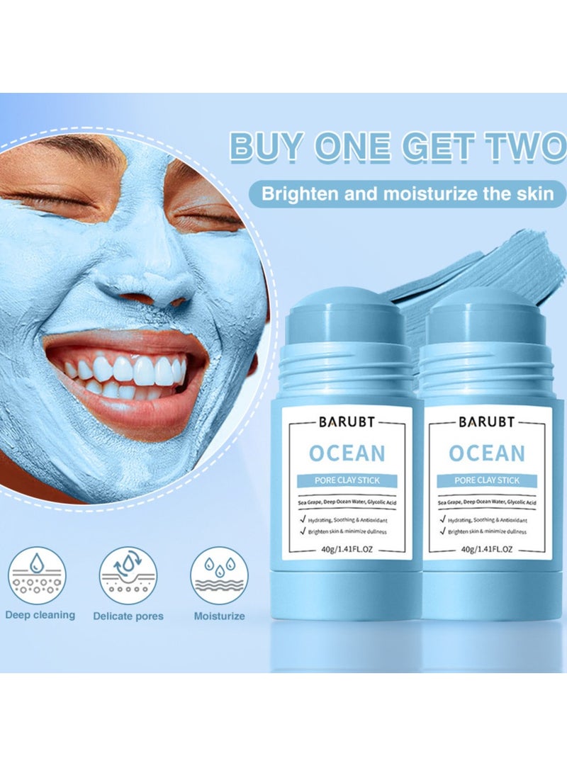 BARUBT عصا طين المسام البحرية المرطبة والمهدئة ومضادة الأكسدة للوجه - قناع يضيء البشرة ويقلل من البهتان مع ماء البحر وعصارة الجليكوليك - قناع مرطب 40 جرام - Image 5