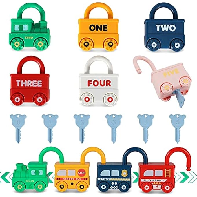 BABY-G MONTESSORI TOYS,LOCK WITH KEY NUMBERS MATCHING & COUNTINGFOR 3 YEARS OLD TODDLER TOY PADLOCK CAR FINE MOTOR SKILLS TRAVEL GAMES EARLY EDUCATIONAL TOYS LEARNING GAMES FOR TODDLERS BOYS GIRLS - Image 2