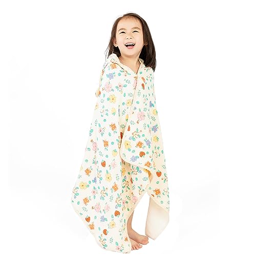 REMASS Hooded Towel Muslin Hooded Towel Made from Organic Cotton 6Layer Cotton Bath Towel Soft Bath Towels for Toddler BabyToddler Towels with Hood for Girl15 Years Old Kids