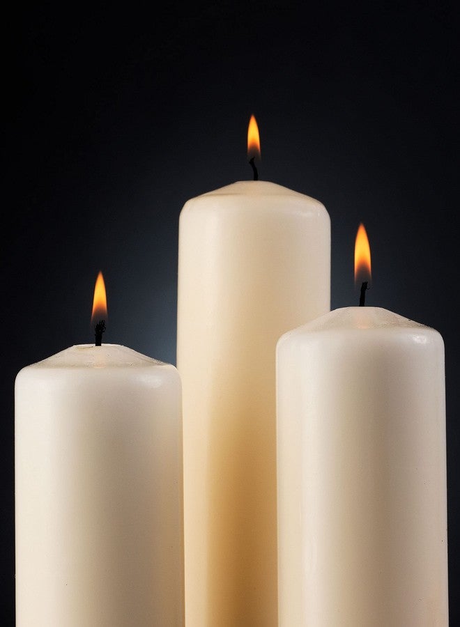 Tribello SPAAS Set of 6 Ivory Pillar Candles - 2.3x4 Inch Unscented Pillar Candles | Decorative Ivory Pillar Candles for Home Décor, Power Outage Emergency, Memorial, Vigil Ceremony, Weddings, and Parties - Image 2
