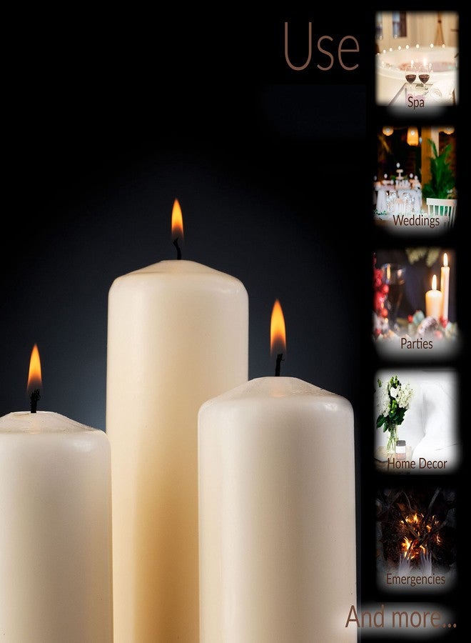 Tribello SPAAS Set of 6 Ivory Pillar Candles - 2.3x4 Inch Unscented Pillar Candles | Decorative Ivory Pillar Candles for Home Décor, Power Outage Emergency, Memorial, Vigil Ceremony, Weddings, and Parties - Image 5
