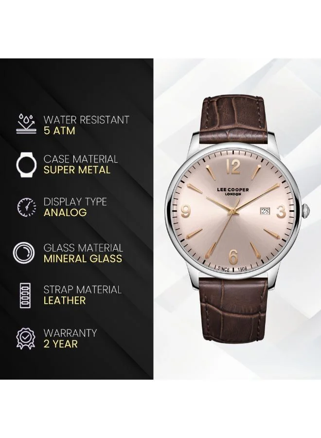 Lee Cooper  Men's Leather 3H Watch LC08379.362 - 40 mm for Men | Best Price UAE