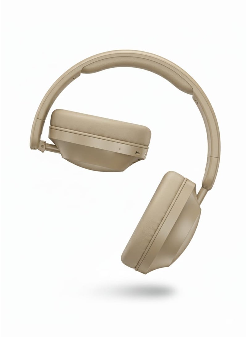 X-SCOOT XS-651 Stereo Bass Headphones with Hi-Res Audio, Simple Folding Design, Extra-Soft Cushions, Voice Assistant Ready, 3.5mm AUX-In, Hands-Free Calls , Lightweight and Easy to Carry - Beige - Image 2