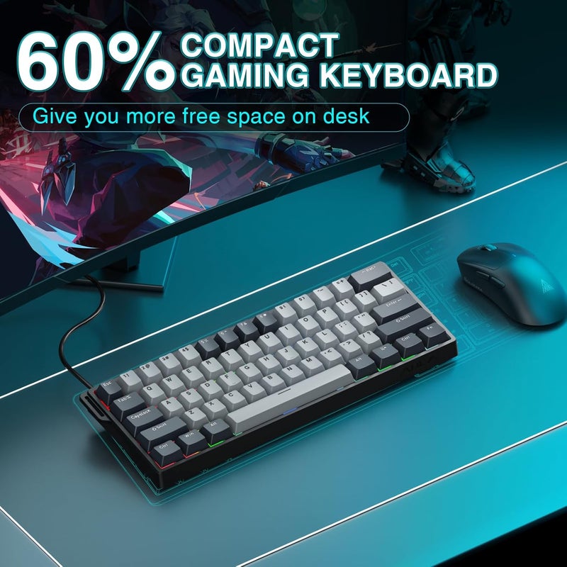 CORBOBO AULA WIN60 HE PRO - لوحة مفاتيح ألعاب ميكانيكية سلكية بنسبة 60%، مفتاح مغناطيسي قابل للتبديل السريع، تشغيل قابل للتعديل مع وضع الزناد السريع، معدل استقصاء 8000 هرتز، لوحة مفاتيح صغيرة RGB بتصميم مضغوط بنسبة 60% للحاسب الشخصي - Image 3