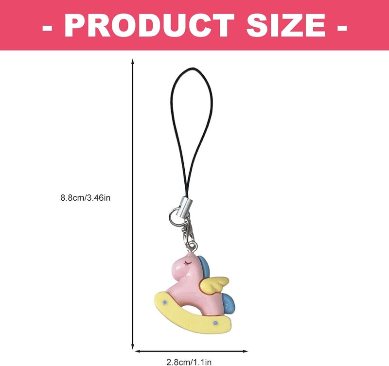 Bright Colorful Resin Phone Lanyard Keychain Adorable Horse Charm Lightweight Keyring Accessory for Girls Resin Keychain - Image 4
