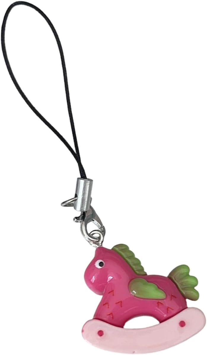 Bright Colorful Resin Phone Lanyard Keychain Adorable Horse Charm Lightweight Keyring Accessory for Girls Resin Keychain - Image 5