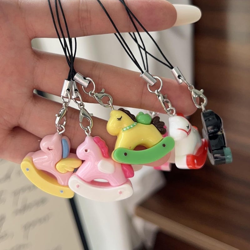 Bright Colorful Resin Phone Lanyard Keychain Adorable Horse Charm Lightweight Keyring Accessory for Girls Resin Keychain - Image 2