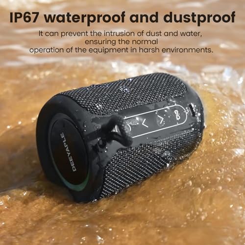 Deeyaple Bluetooth Speaker Wireless,IP67 Waterproof & Dustproof Portable Speaker with Lights,15W Loud Stereo Sound, 2500mAh Battery All Day Playtime, TWS Pairing, BT5.3, Home/Party/Outdoor/Beach (Black) - Image 5