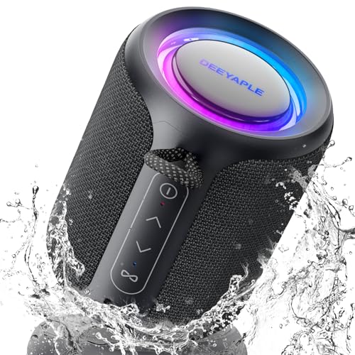 Deeyaple Bluetooth Speaker Wireless,IP67 Waterproof & Dustproof Portable Speaker with Lights,15W Loud Stereo Sound, 2500mAh Battery All Day Playtime, TWS Pairing, BT5.3, Home/Party/Outdoor/Beach (Black) - Image 1