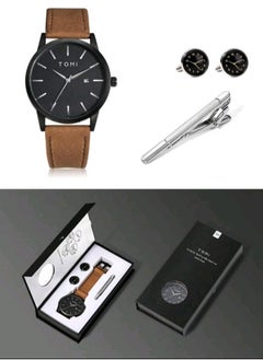 TOMI Elegant Watch Set For Men Wrist Watch And Cufflinks And Tie Clip  - Image 1