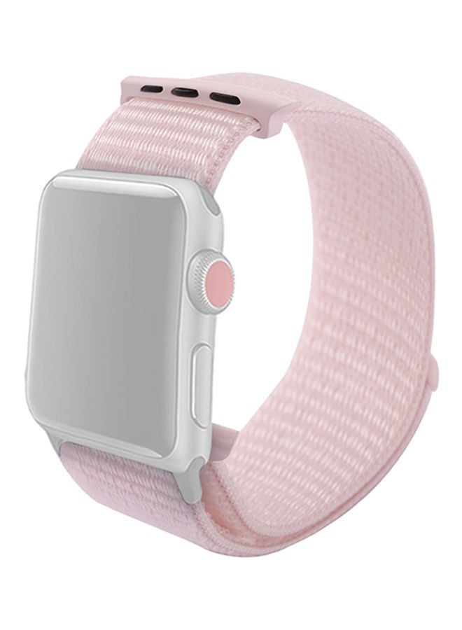 NIBEMINENT Fashion Nylon Watch Strap with Magic Stick For Apple Series 4/ 3/ 2/ 1 44millimeter Pink - Image 1