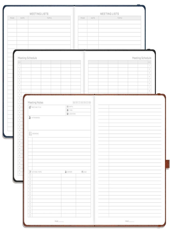 EMSHOI Meeting Notebook for Work with Sticky Tabs - 240 Pages, A4 Size Project Planner, PU Leather Meeting Agenda/Minutes Organizer for Women Men, Note Taking, Office & Business, 8.3"x11.7", Green - Image 4