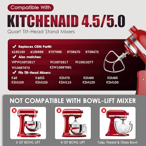 Mttobo Stainless Steel Flat Beater for Kitchen Aid 4.5-5 Qt Tilt Head Mixers, Compatible Kitchenaid Paddle Attachment for Stir all of Mixtures|Durable and Heavy Duty Replacement - Image 2