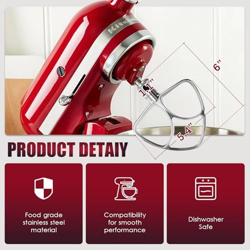 Mttobo Stainless Steel Flat Beater for Kitchen Aid 4.5-5 Qt Tilt Head Mixers, Compatible Kitchenaid Paddle Attachment for Stir all of Mixtures|Durable and Heavy Duty Replacement - Image 5
