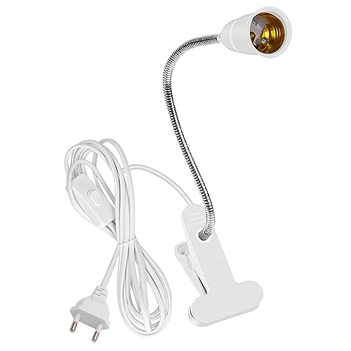 Elephantboat E27 Bulb Holder With Plug Socket, Adjustable Clip Light Fixture, Stand Clamp Lamp, Polycarbonate (No Bulb Included) - Image 1