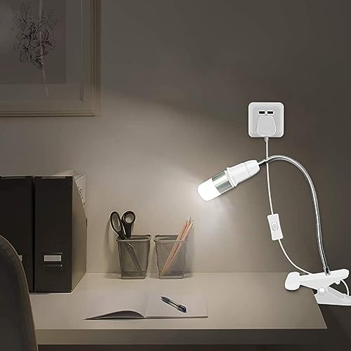 Elephantboat E27 Bulb Holder With Plug Socket, Adjustable Clip Light Fixture, Stand Clamp Lamp, Polycarbonate (No Bulb Included) - Image 5