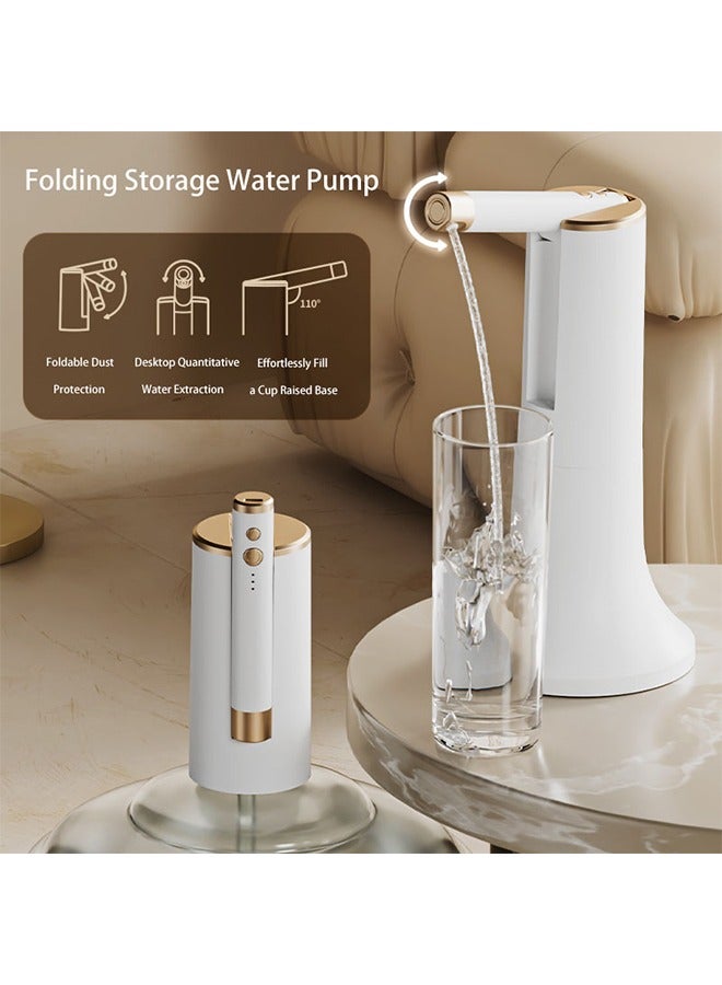 Folding Storage Water Pump, Rechargeable Electric Bottled Drinking Water Pump Water Dispenser Switch, Portable Button Pump for Kitchen, Home Office and Outdoor Camping (with Base Removable) - Image 2