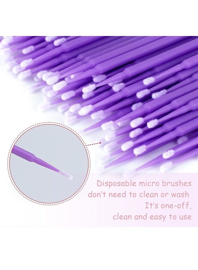 g2plus 500 قطعة فرش ميكرو قابلة للاستخدام لمرة واحدة للمكياج والعناية الشخصية، فرشاة ميكرو تجميل، مسحات ميكرو لتمديد الرموش، الأظافر، كحل العين (قطر الرأس: 1.5 مم) - 5 × 100 قطعة - Image 3