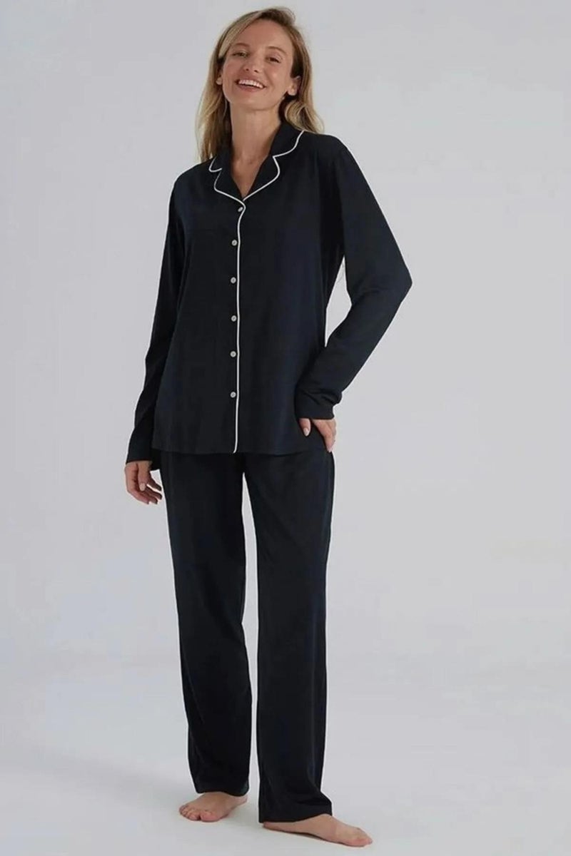Eros Women's Buttoned Pajama Set, Long Sleeve Shirt Pajama Set, Boxed