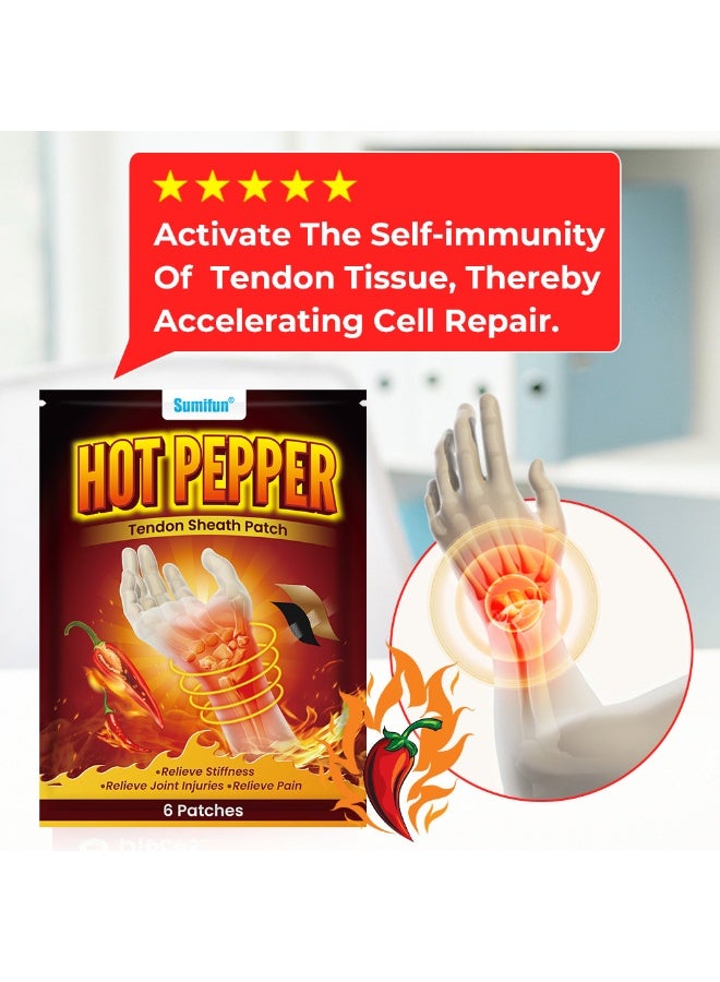 Sumifun Hot Pepper Tendon Sheath Patch,Improve blood circulation,Repair damaged tendon tissue,6 Patches - Image 5