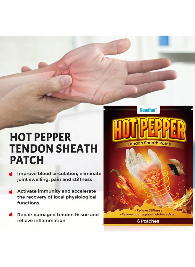 Sumifun Hot Pepper Tendon Sheath Patch,Improve blood circulation,Repair damaged tendon tissue,6 Patches - Image 3