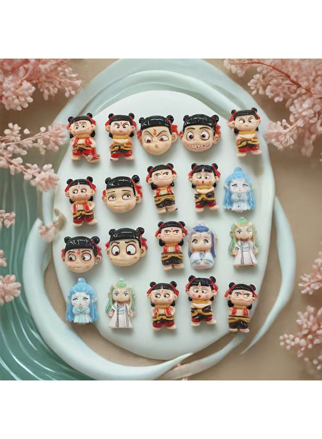Explosions Which Lotus Root Cake Resin Jewelry Accessories Cream Glue Diy Which Expression Bag Tide Play Toys Wholesale-Color:Nezha Resin Accessories Mixed Hair  - Image 3
