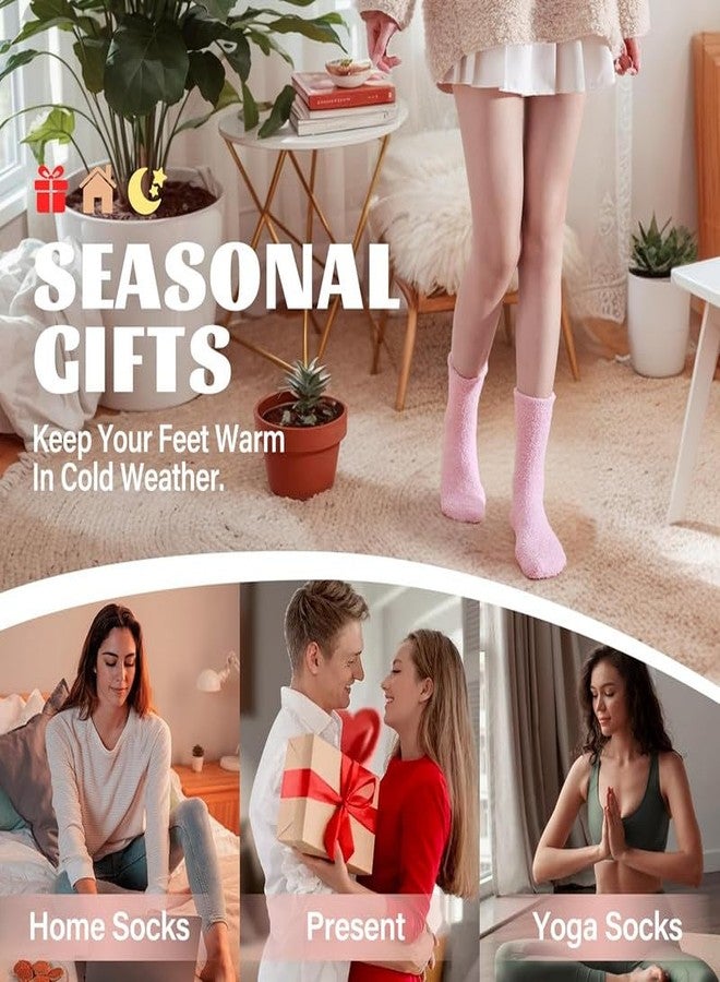 MIKONIKO 5 Pairs Fuzzy Socks for Women Men Slipper Fluffy Cozy Warm Winter Thick Plush Crew Socks - Image 5