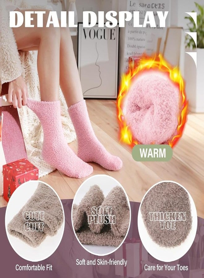 MIKONIKO 5 Pairs Fuzzy Socks for Women Men Slipper Fluffy Cozy Warm Winter Thick Plush Crew Socks - Image 4