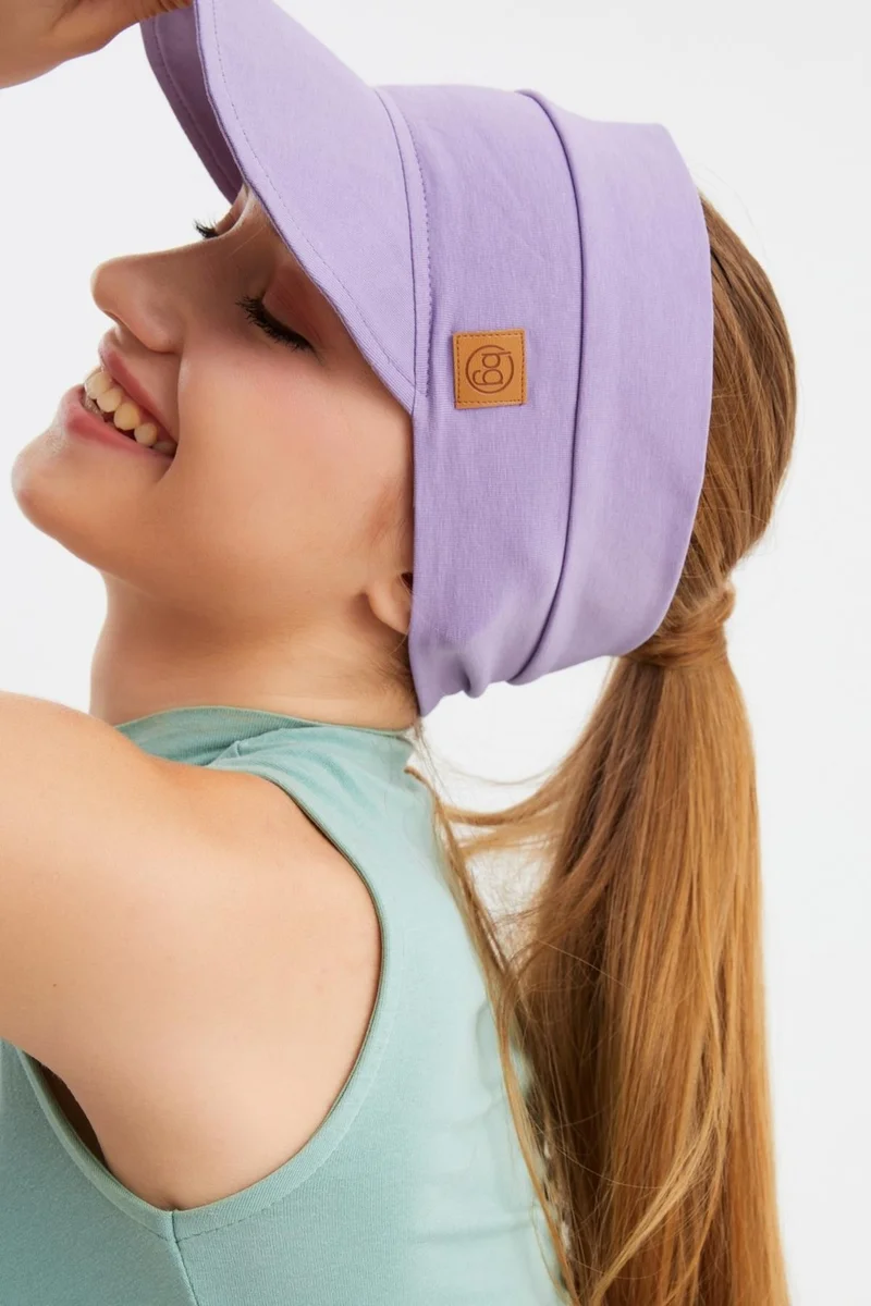 بوتيكجيز Women's Lilac UV Protected Foldable Open Top Soft Brim 100% Cotton Combed Tennis Visor Hat